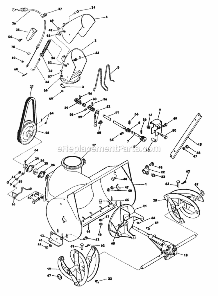 Collector And Discharge Diagram and Parts List for 55384 800000001-899999999 - 1988 Lawn Boy Snow Blower